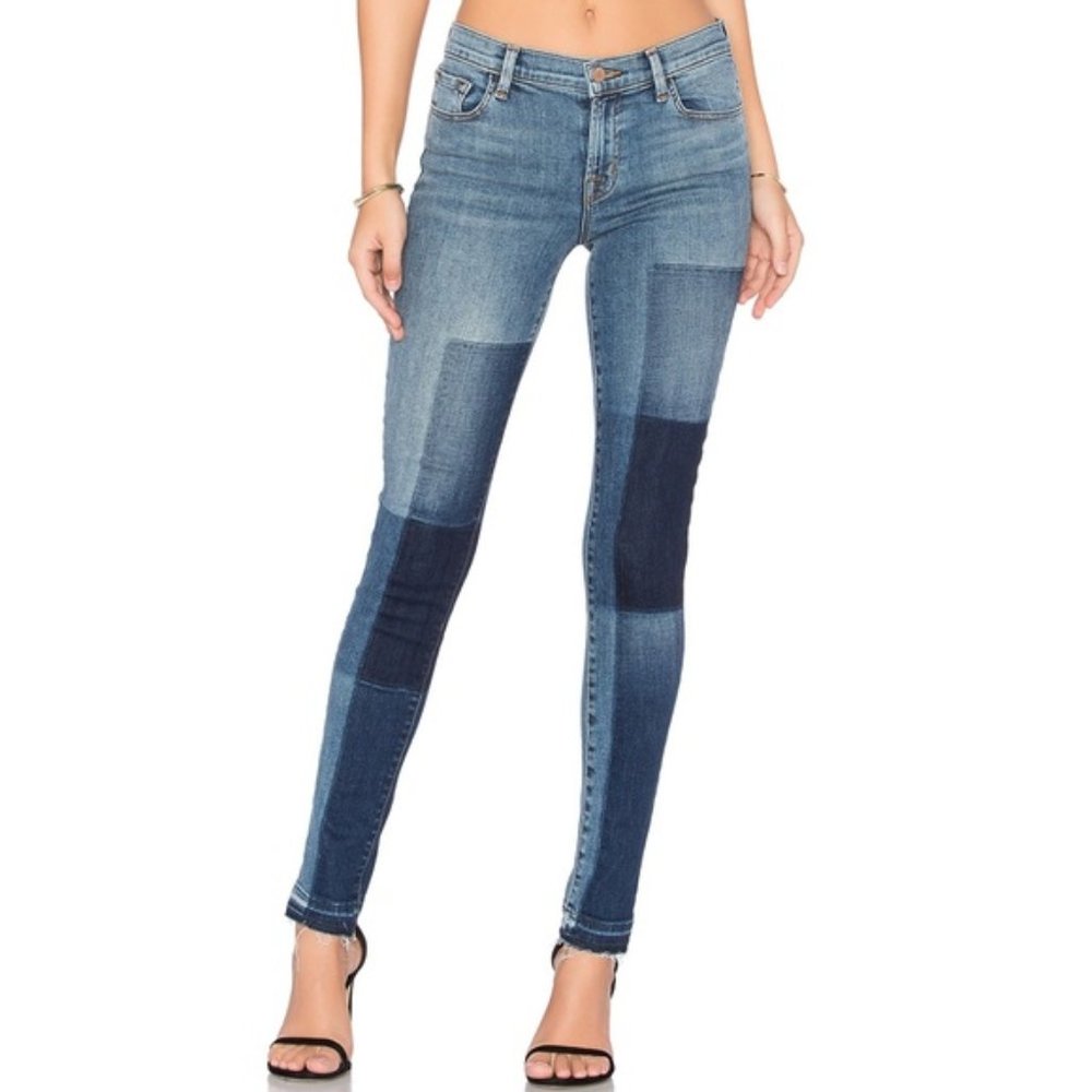 J Brand 811 Shadow Patch Frayed Skinny Jeans in Reunion